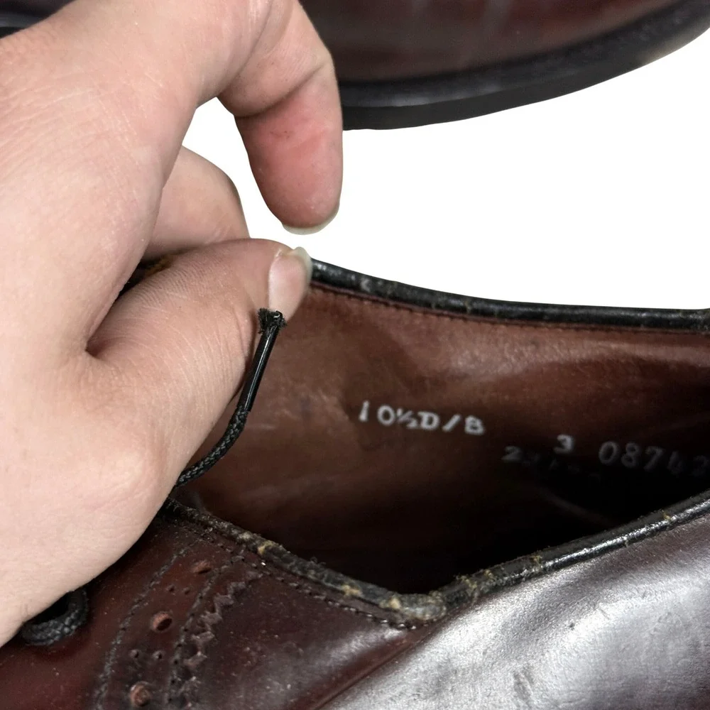 Allen Edmonds Sanford Oxford Shoes Mens 10.5 D Burgundy Leather Wingtip Brogue